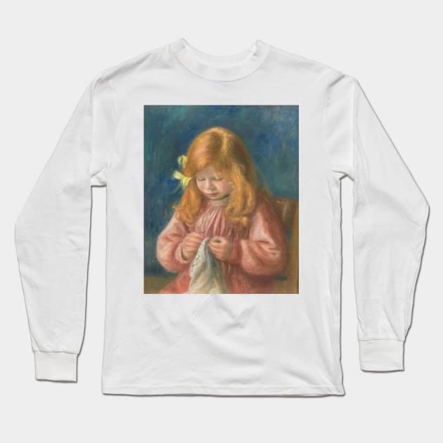 Jean Renoir Sewing by Auguste Renoir Long Sleeve T-Shirt by Classic Art Stall